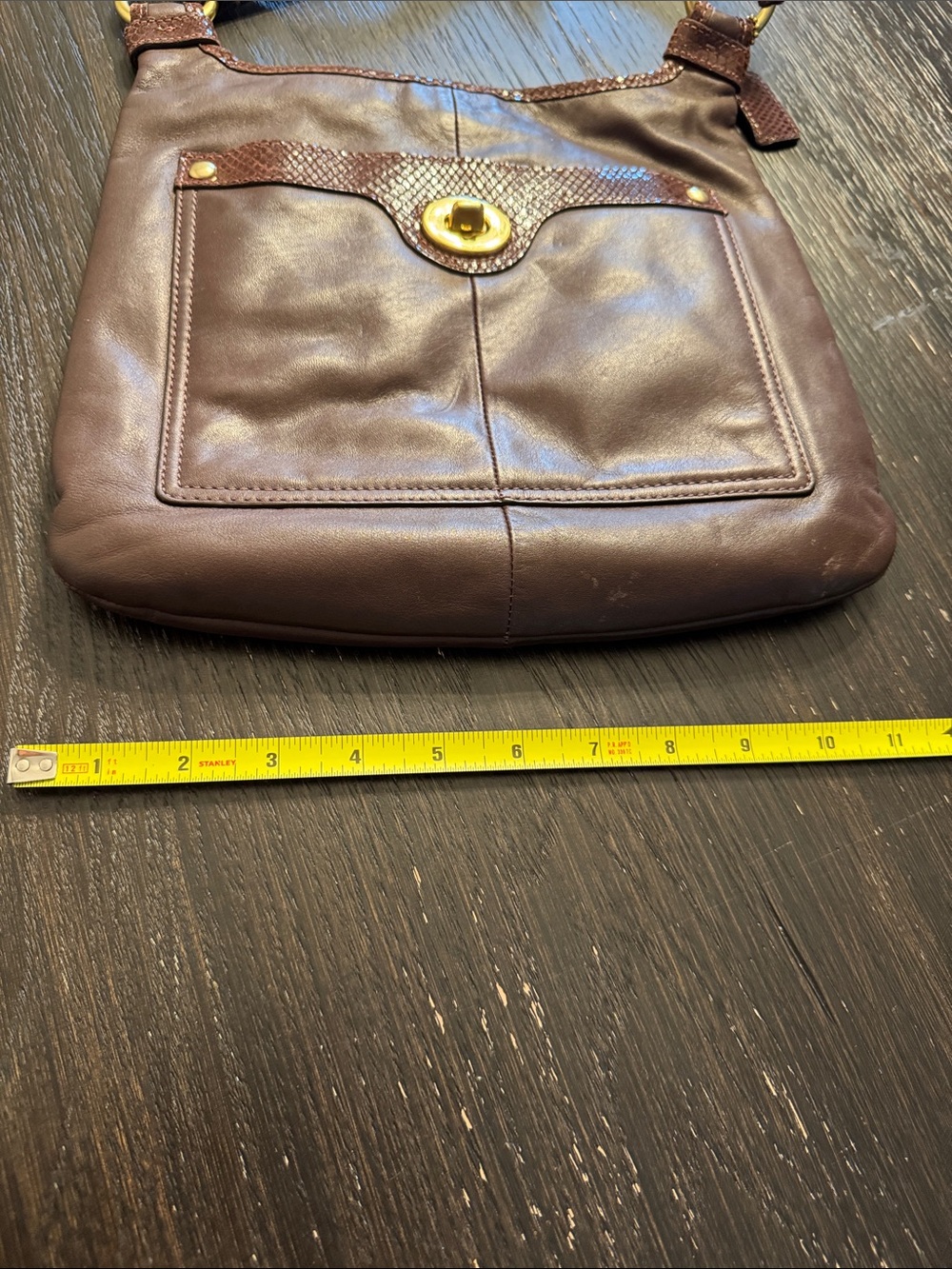 Coach Brown Leather Crossbody with Gold Turnlock - Picture 7 of 8
